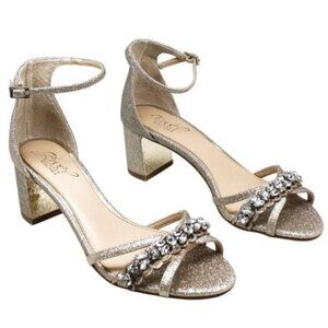 Jewel Badgley Mischka Women's Giona Block Heel Evening Sandals - Gold Glitter